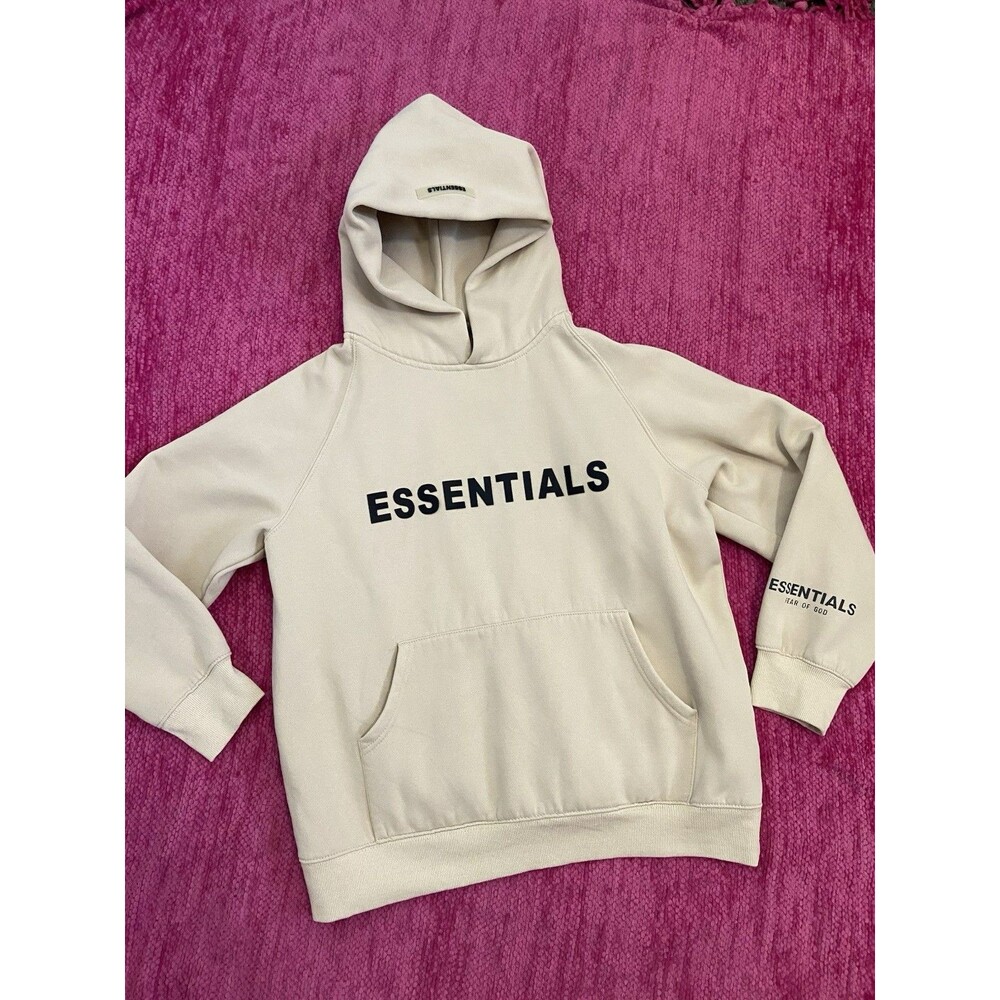 Essentials Fear Of God Pullover Unisex Hoodie Sweatshirt Beige Tan Size Medium